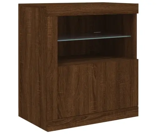 Kumode Ar Led Lampiņām, Brūna Koka Krāsa, 202X37X67 Cm Vidaxl