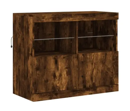 Kumode Ar Led Lampiņām, Ozolkoka Krāsa, 283X37X67 Cm Vidaxl