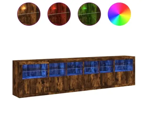 Kumode Ar Led Lampiņām, Ozolkoka Krāsa, 283X37X67 Cm Vidaxl