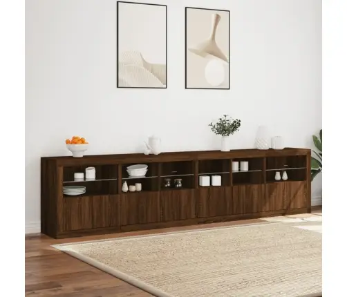 Kumode Ar Led Lampiņām, Brūna Koka Krāsa, 283X37X67 Cm Vidaxl