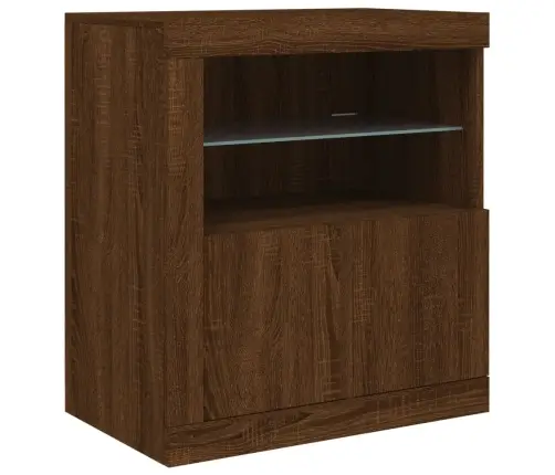 Kumode Ar Led Lampiņām, Brūna Koka Krāsa, 283X37X67 Cm Vidaxl