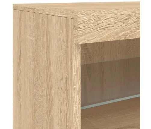 Kumode Ar Led Lampiņām, Ozolkoka Krāsa, 283X37X67 Cm Vidaxl