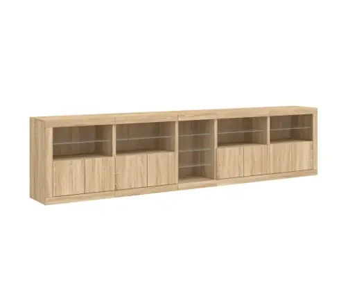 Kumode Ar Led Lampiņām, Ozolkoka Krāsa, 283X37X67 Cm Vidaxl