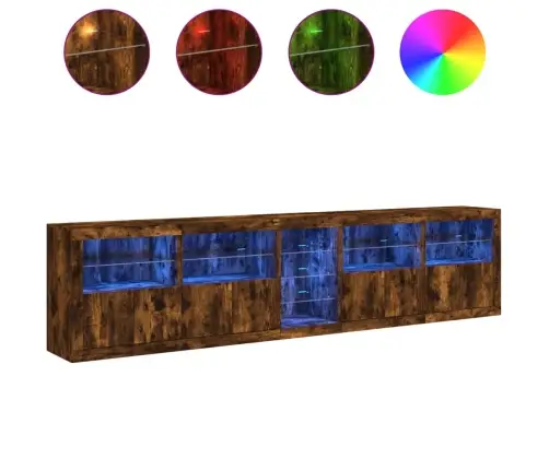 Kumode Ar Led Lampiņām, Ozolkoka Krāsa, 283X37X67 Cm Vidaxl