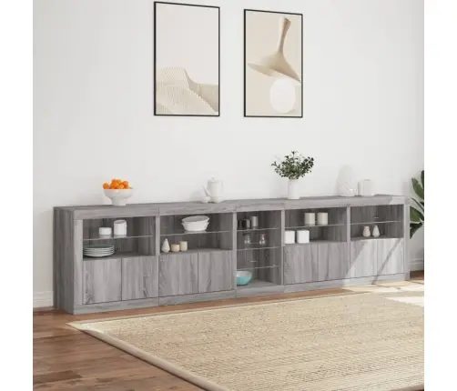 Puhvetkapp Led-Tuledega, Hall Sonoma Tamm, 283 X 37 X 67 Cm