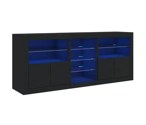 Kumode Ar Led Lampiņām, Melna, 162X37X67 Cm Vidaxl