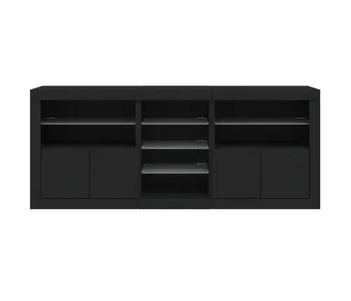 Kumode Ar Led Lampiņām, Melna, 162X37X67 Cm Vidaxl