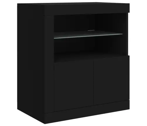 Kumode Ar Led Lampiņām, Melna, 162X37X67 Cm Vidaxl