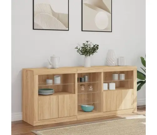 Puhvetkapp Led-Tuledega, Sonoma Tamm, 162X37X67 Cm