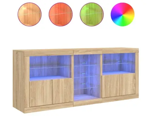 Puhvetkapp Led-Tuledega, Sonoma Tamm, 162X37X67 Cm