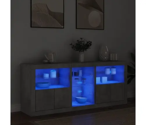 Šoninė Spintelė Su Led Lemputėmis, Betono Pilka, 162X37X67Cm