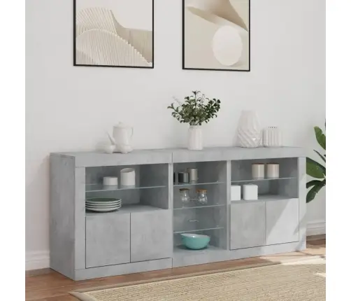 Šoninė Spintelė Su Led Lemputėmis, Betono Pilka, 162X37X67Cm