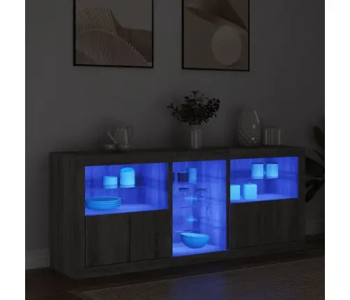 Kumode Ar Led Lampiņām, Pelēka Ozolkoka Krāsa, 162X37X67 Cm Vidaxl