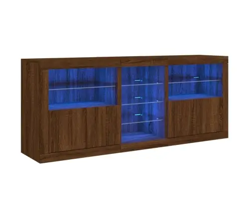 Puhvetkapp Led-Tuledega, Hele Tamm, 162X37X67 Cm