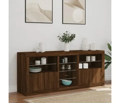 Puhvetkapp Led-Tuledega, Hele Tamm, 162X37X67 Cm