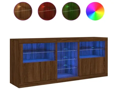 Puhvetkapp Led-Tuledega, Hele Tamm, 162X37X67 Cm