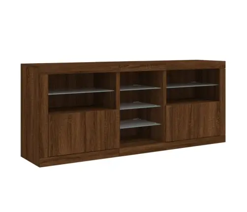 Puhvetkapp Led-Tuledega, Hele Tamm, 162X37X67 Cm