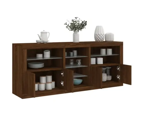 Puhvetkapp Led-Tuledega, Hele Tamm, 162X37X67 Cm