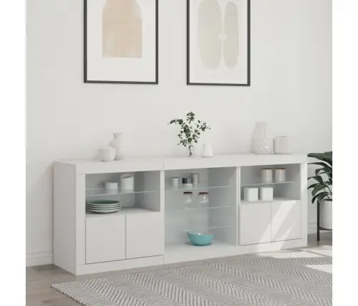 Kumode Ar Led Lampiņām, Balta, 181,5X37X67 Cm Vidaxl