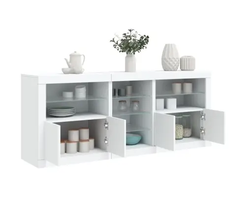 Kumode Ar Led Lampiņām, Balta, 181,5X37X67 Cm Vidaxl