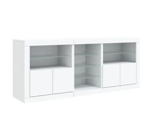 Kumode Ar Led Lampiņām, Balta, 181,5X37X67 Cm Vidaxl