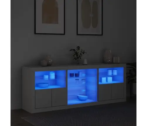 Kumode Ar Led Lampiņām, Balta, 181,5X37X67 Cm Vidaxl