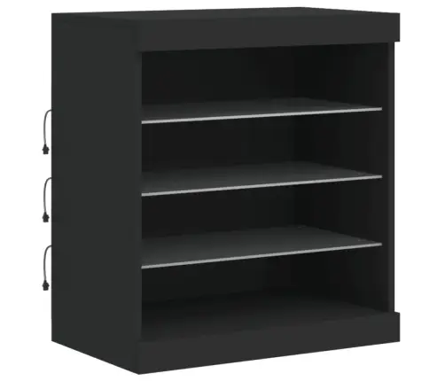 Kumode Ar Led Lampiņām, Melna, 181,5X37X67 Cm Vidaxl