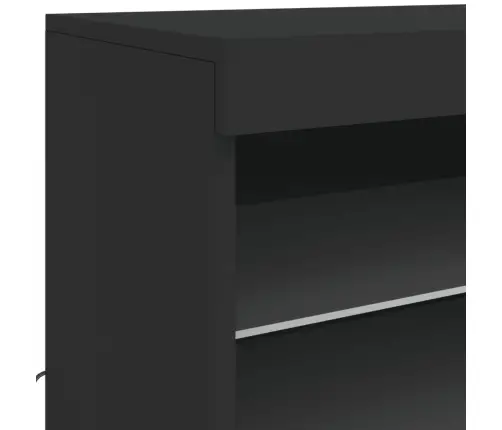 Kumode Ar Led Lampiņām, Melna, 181,5X37X67 Cm Vidaxl