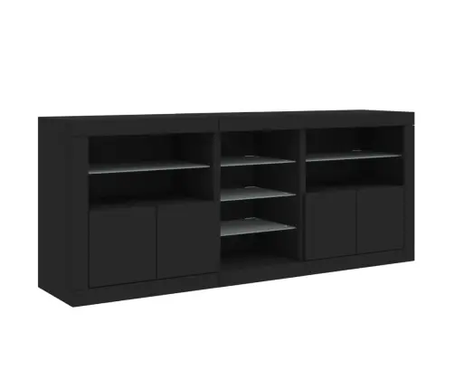 Kumode Ar Led Lampiņām, Melna, 181,5X37X67 Cm Vidaxl