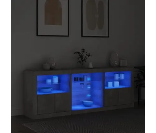 Šoninė Spintelė Su Led Lemputėmis, Betono Pilka, 181,5X37X67Cm