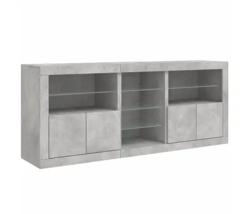 Šoninė Spintelė Su Led Lemputėmis, Betono Pilka, 181,5X37X67Cm