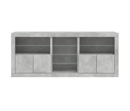 Šoninė Spintelė Su Led Lemputėmis, Betono Pilka, 181,5X37X67Cm