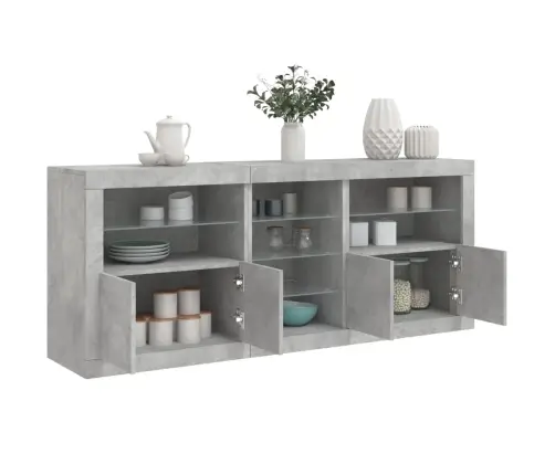 Šoninė Spintelė Su Led Lemputėmis, Betono Pilka, 181,5X37X67Cm