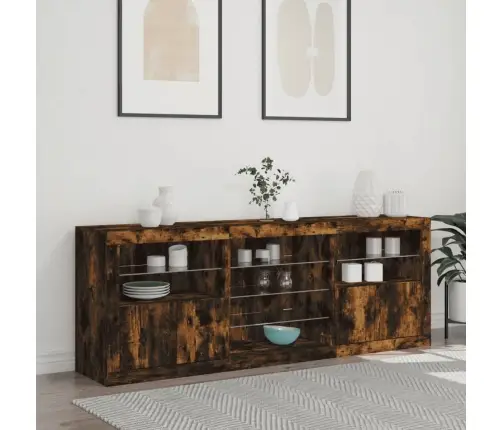 Šoninė Spintelė Su Led Lemputėmis, Dūminė, 181,5X37X67Cm