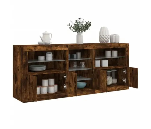 Šoninė Spintelė Su Led Lemputėmis, Dūminė, 181,5X37X67Cm