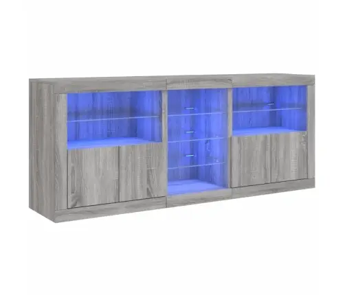 Kumode Ar Led Lampiņām, Pelēka Ozolkoka Krāsa, 181,5X37X67 Cm Vidaxl