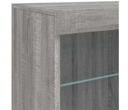 Kumode Ar Led Lampiņām, Pelēka Ozolkoka Krāsa, 181,5X37X67 Cm Vidaxl