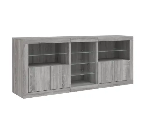 Kumode Ar Led Lampiņām, Pelēka Ozolkoka Krāsa, 181,5X37X67 Cm Vidaxl