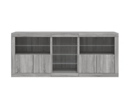 Kumode Ar Led Lampiņām, Pelēka Ozolkoka Krāsa, 181,5X37X67 Cm Vidaxl