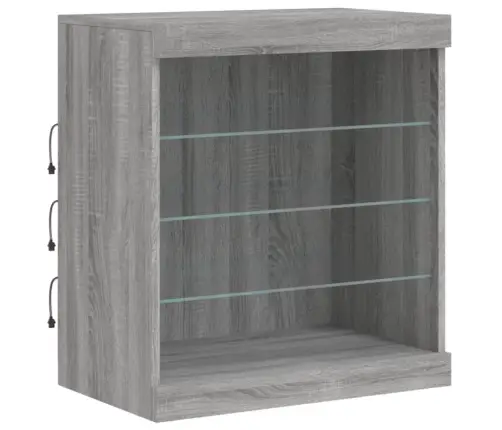 Kumode Ar Led Lampiņām, Pelēka Ozolkoka Krāsa, 181,5X37X67 Cm Vidaxl