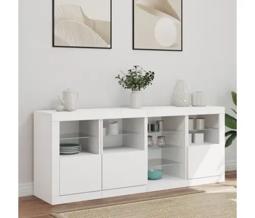 Kumode Ar Led Lampiņām, 164X37X67 Cm, Balta Vidaxl