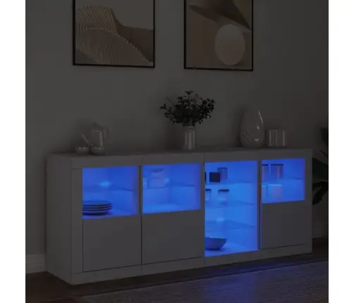 Kumode Ar Led Lampiņām, 164X37X67 Cm, Balta Vidaxl