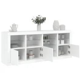 Kumode Ar Led Lampiņām, 164X37X67 Cm, Balta Vidaxl