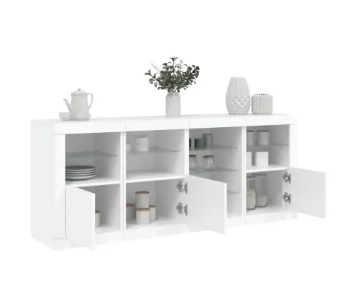 Kumode Ar Led Lampiņām, 164X37X67 Cm, Balta Vidaxl