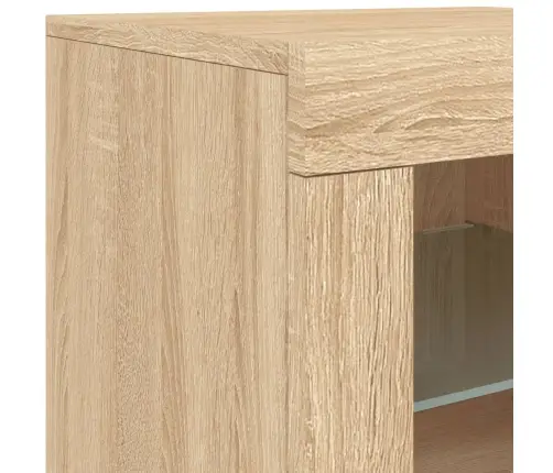 Kumode Ar Led Lampiņām, Ozolkoka Krāsa, 164X37X67 Cm Vidaxl
