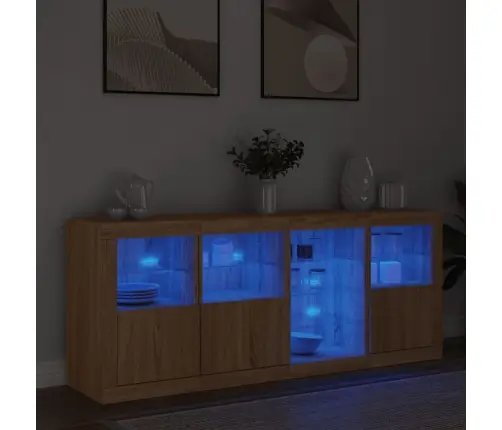 Kumode Ar Led Lampiņām, Ozolkoka Krāsa, 164X37X67 Cm Vidaxl