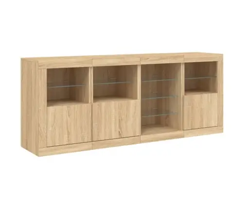 Kumode Ar Led Lampiņām, Ozolkoka Krāsa, 164X37X67 Cm Vidaxl