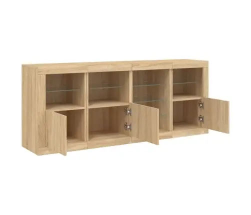 Kumode Ar Led Lampiņām, Ozolkoka Krāsa, 164X37X67 Cm Vidaxl