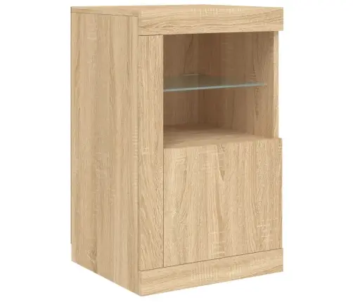 Kumode Ar Led Lampiņām, Ozolkoka Krāsa, 164X37X67 Cm Vidaxl