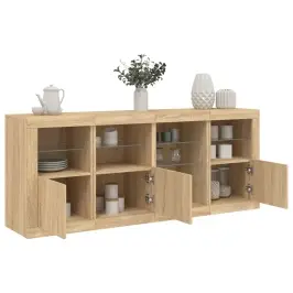 Kumode Ar Led Lampiņām, Ozolkoka Krāsa, 164X37X67 Cm Vidaxl